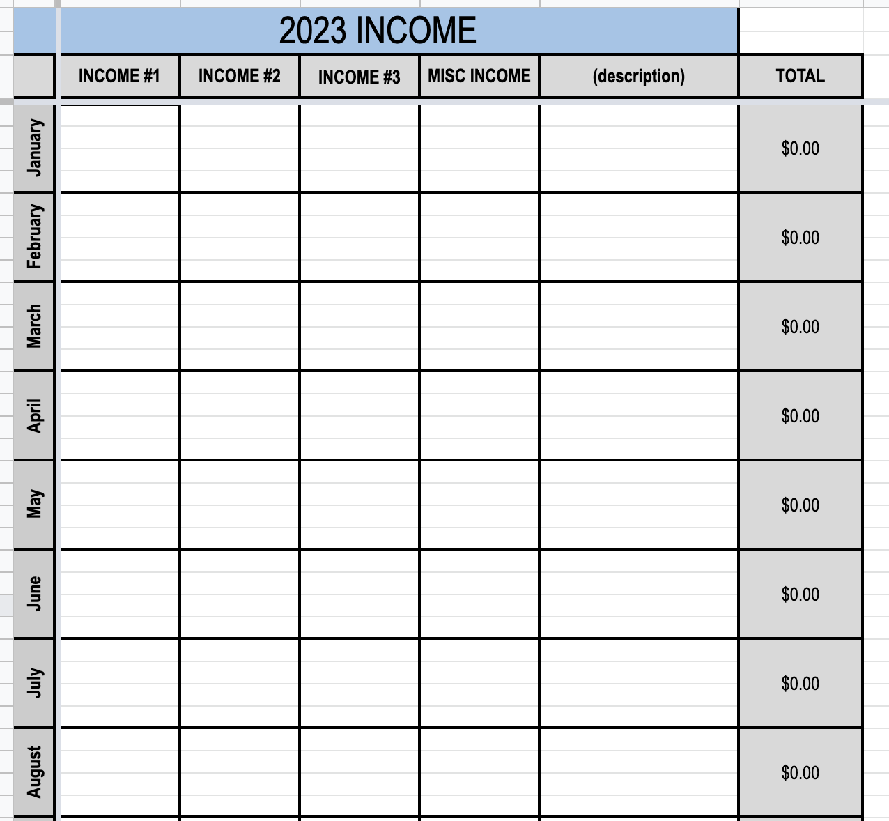 income worksheet