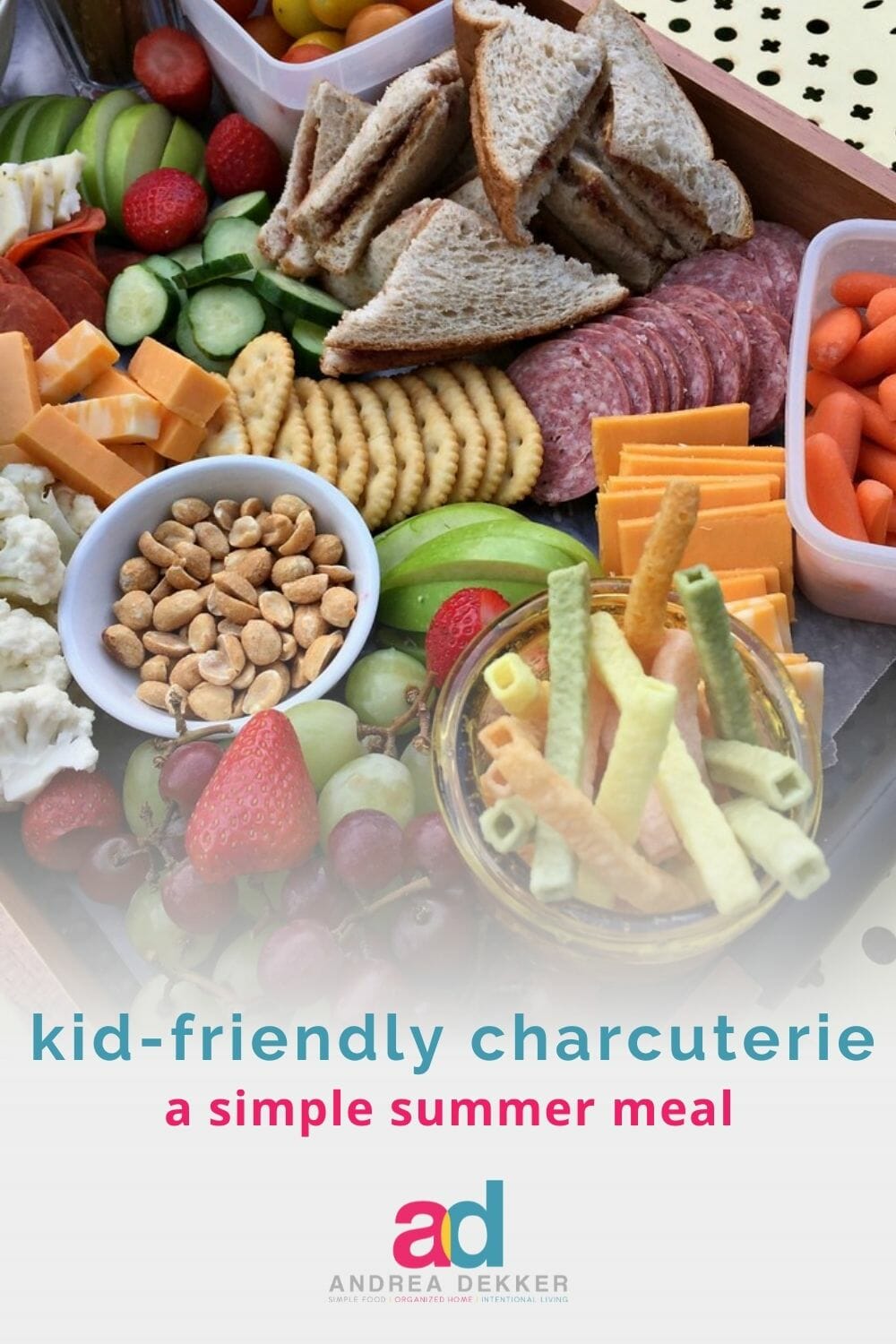 Whip up a simple kid-friendly charcuterie board and enjoy minimal cleanup and less time in the kitchen — perfect for relaxing summer days (or whenever you need a quick meal everyone will love). via @andreadekker