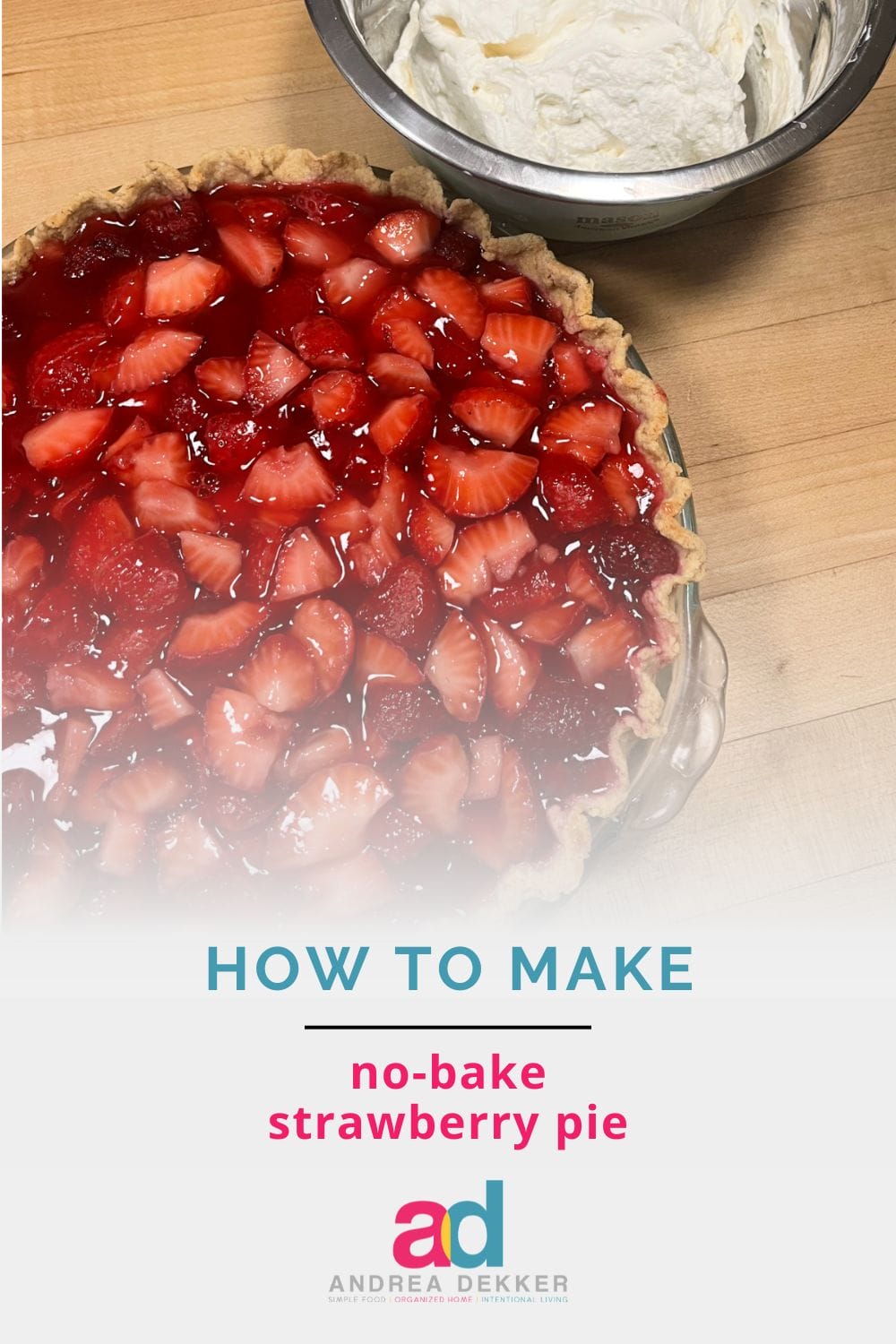 This no-bake strawberry pie is a delicious summertime treats. It's easy to whip up, can be made ahead of time, and it tastes so refreshing on a hot summer day.If you've ever been intimidated by making homemade pie, this is a fabulous recipe to try! via @andreadekker
