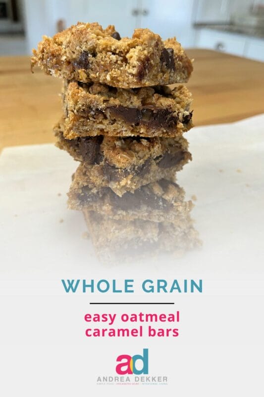 whole grain oatmeal caramel bars