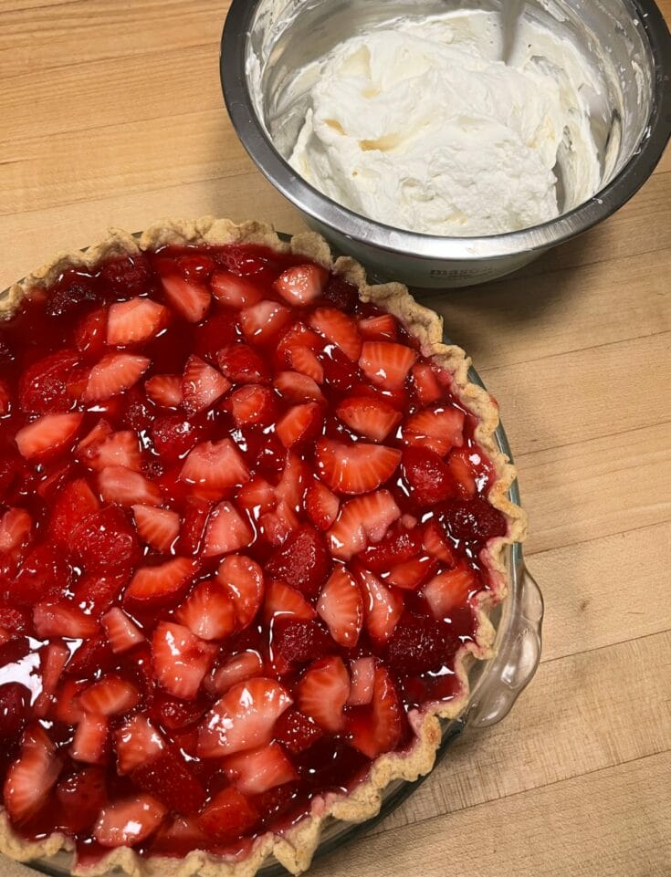 strawberry pie and whipped cream