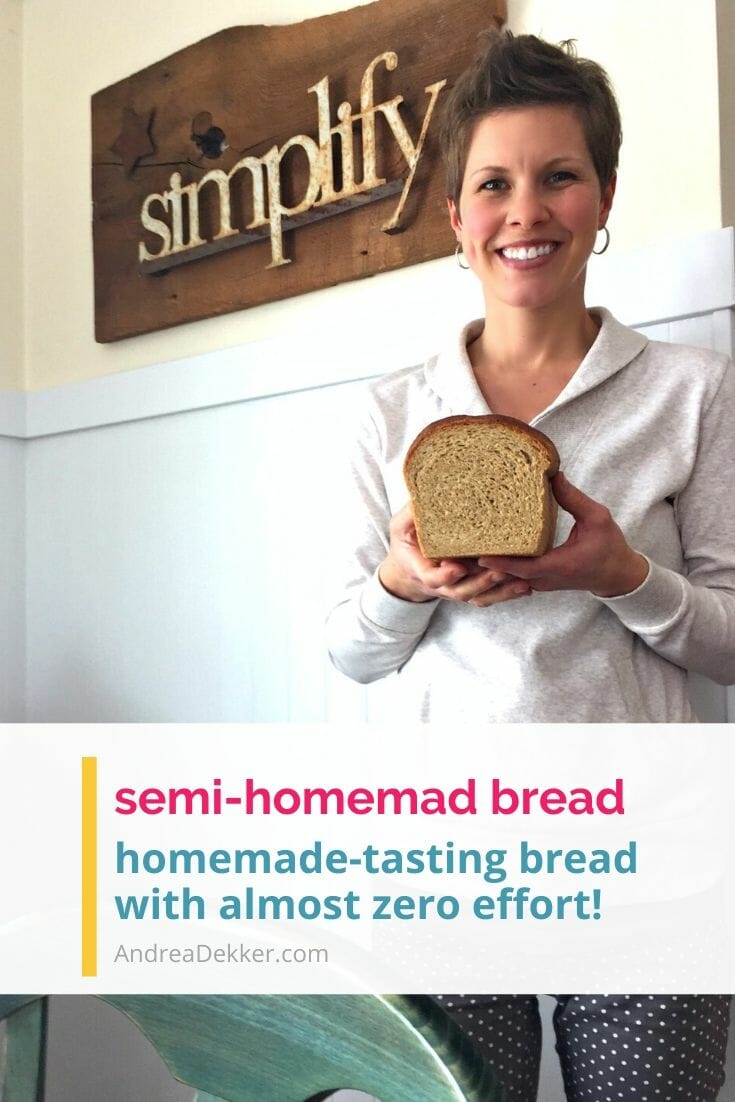 If you love the smell and the taste of homemade bread, but don't want to spend half your day in the kitchen with a pile of dirty dishes to wash, this semi-homemade bread secret will BLOW YOUR MIND!  via @andreadekker