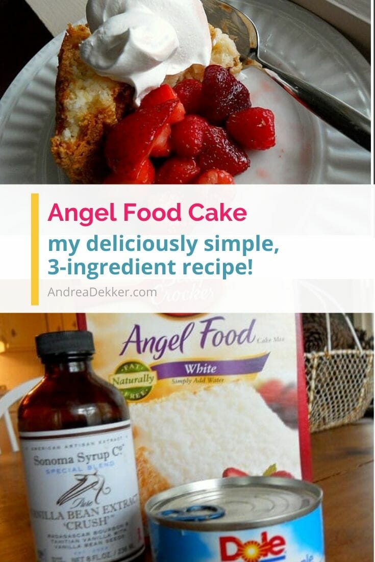 This simple 3-ingredient angel food cake is the perfect springtime dessert! via @andreadekker
