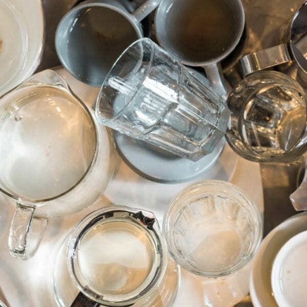 dirty dishes in the sink