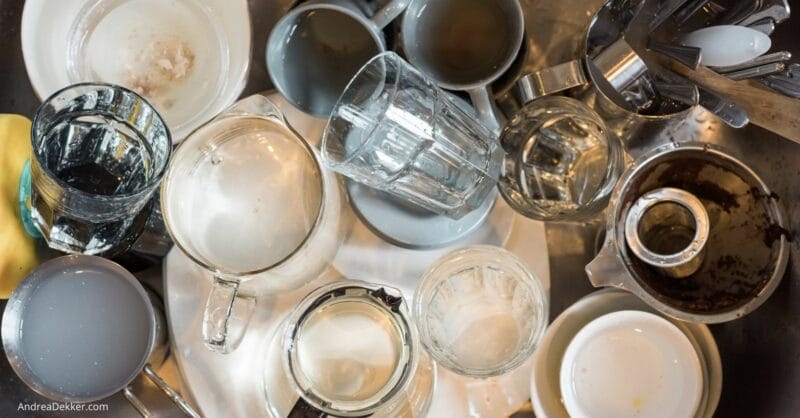 dirty dishes in the sink