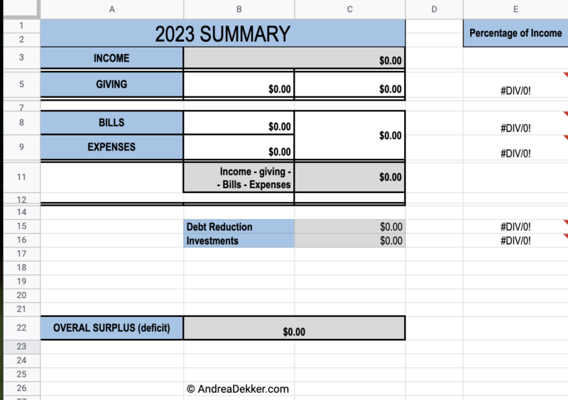 summary worksheet