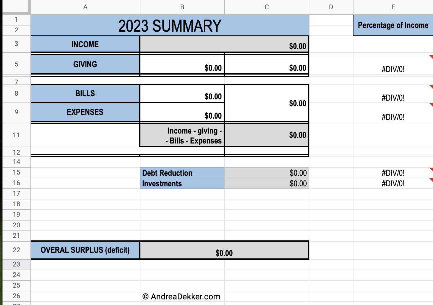Summary Sheet summary worksheet