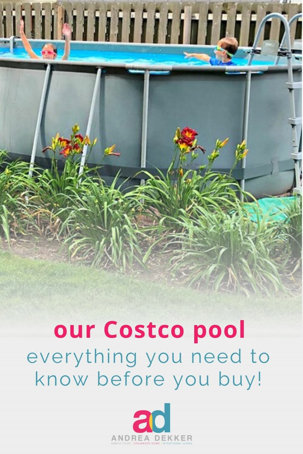 If you're looking for a fun and frugal way to enjoy summer at home with your family, consider getting a pool! Learn everything you ever wanted to know about how to install and set up an above ground Costco swimming pool before you head to the store to buy! via @andreadekker