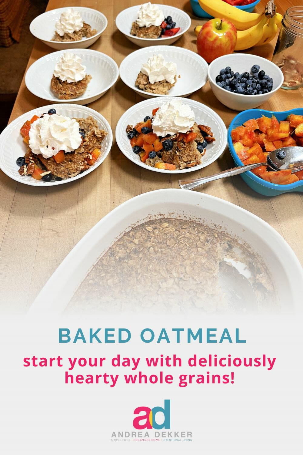 Get out of your breakfast rut and add more whole grains to your morning meal with this simple, make-ahead recipe for Baked Oatmeal! via @andreadekker