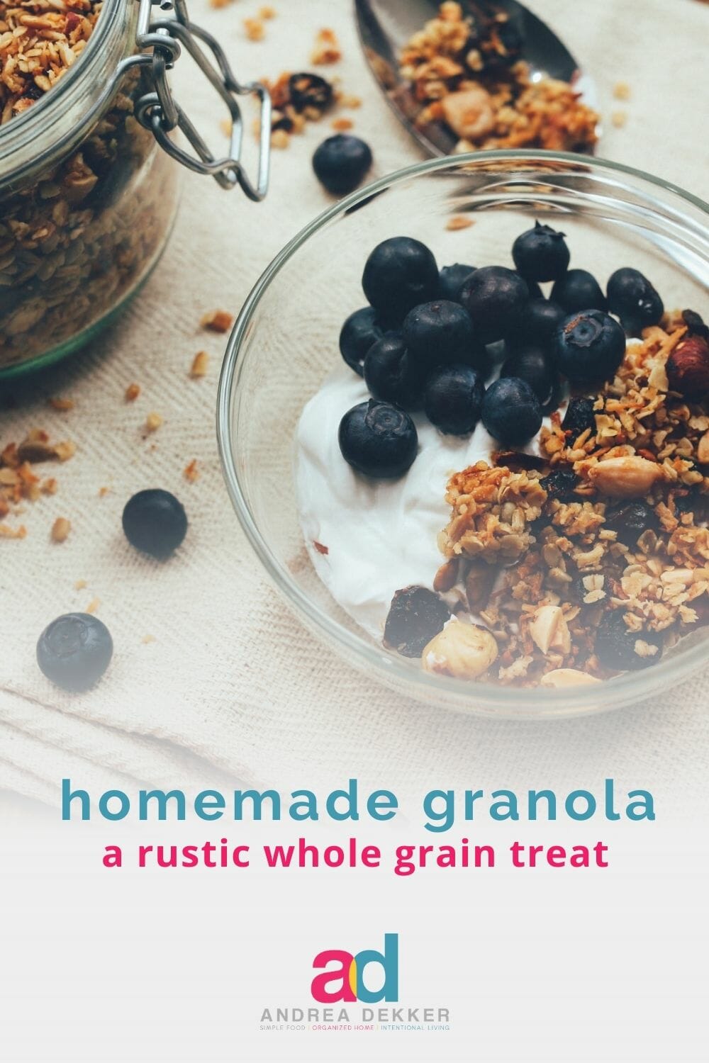 Want a delicious, nutritious, hearty whole-grain snack that will fill you up and satisfy your sweet tooth without the guilt? This recipe for rustic, whole-grain granola should do the trick! via @andreadekker